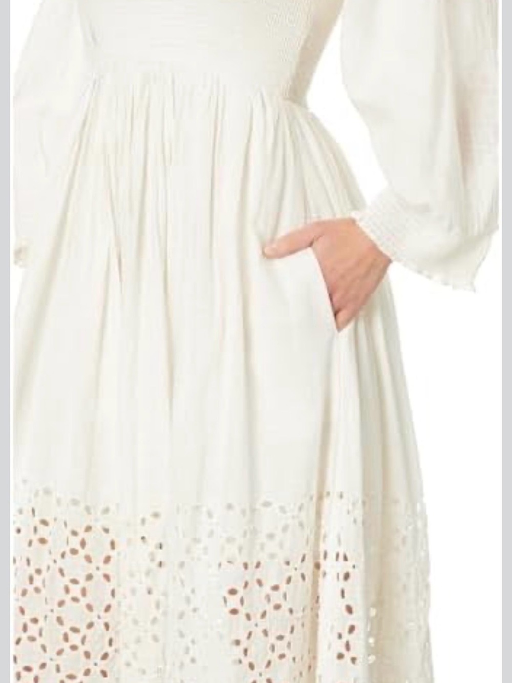 NWT Free People Perfect Storm Eyelet Smocked Midi Dress - Picture 4 of 8